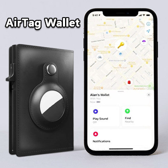 AirTag Wallet | Anti Theft Bullet Card Bag Multi-functional | RFID Card Holder | Men's Leather Slim Wallets For Airtag Air Tag